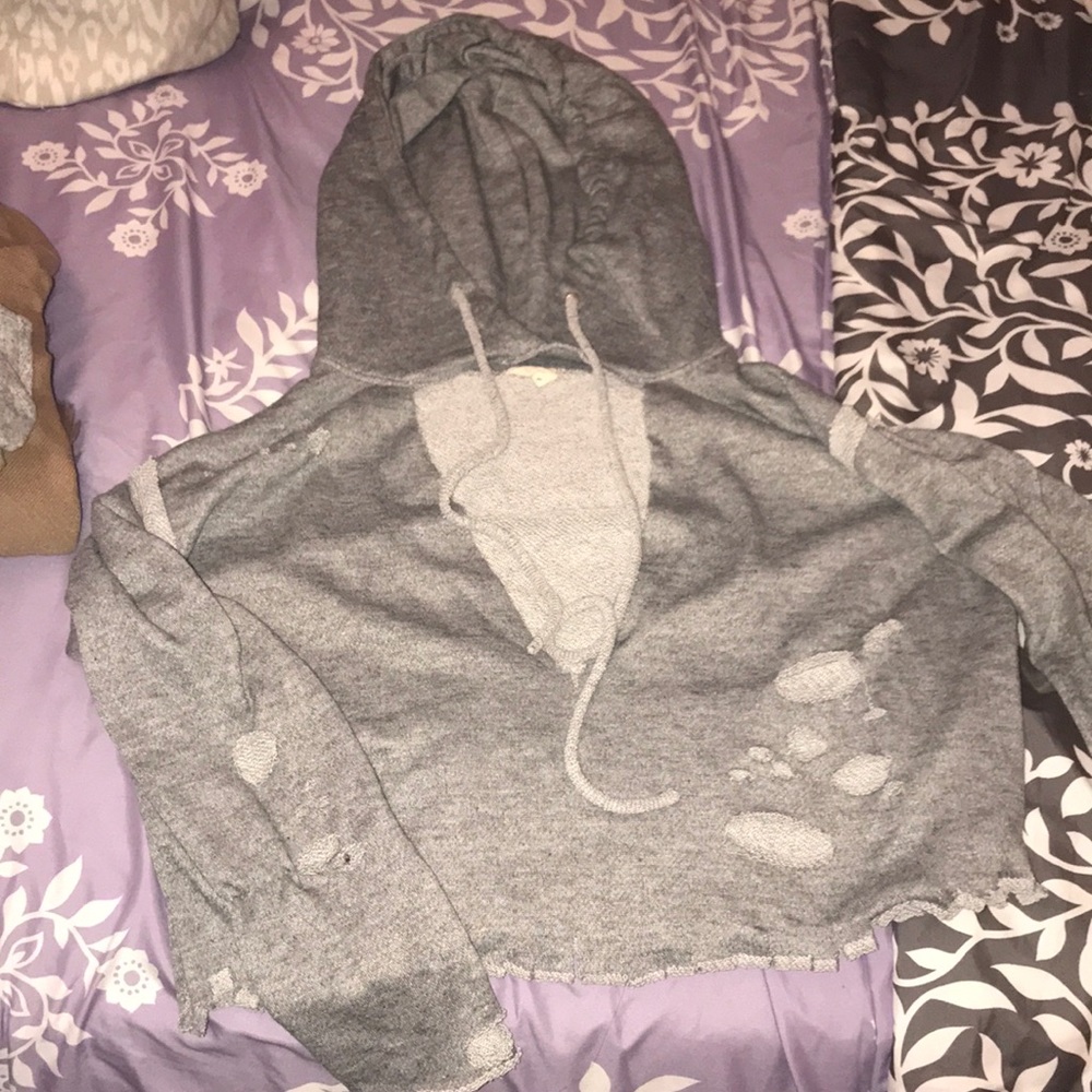 Vintage Distressed Gray Hoodie